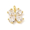 Clover Rack Plating Brass Micro Pave Clear Cubic Zirconia Charms, Long-Lasting Plated, Cadmium Free & Lead Free, Real 18K Gold Plated, 9.5x8.5x2.5mm, Hole: 1.2mm