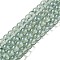 Glass Bead Strands, with Glitter Powder, Round, Green, 10x9mm, Hole: 1.2mm, about 90pcs/strand, 31.81''(80.8cm)