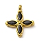 304 Stainless Steel Pendants, with Cubic Zirconia, Ion Plating(IP), Flower, Black, 16x13.5x3mm, Hole: 1.8mm