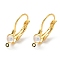 Flat Round Brass Glass Leverback Earring Findings, Nickel Free, Real 18K Gold Plated, 19x4.5x11mm, Hole: 0.8mm, Pin: 0.9mm