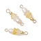 Frosted Flower Natural Cultured Freshwater Pearl & Acrylic Connector Charms, with Brass Double Loops, Golden, PapayaWhip, 19.5x6mm, Hole: 2mm and 1.5mm