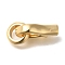 Brass Fold Over Clasps, Ring, Real 18K Gold Plated, 21mm, Round: 9.5x9.5x3mm, Clasp: 16.5x9.5x4mm