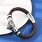Braided Microfiber Leather Cord Bracelets, 304 Stainless Steel Lion Bracelets for Women Men, with Magnetic Buckle, Coffee, 8-1/4x1/2 inch(21x1.15~2.75cm)
