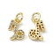Real 18K Gold Plated Brass Micro Pave Clear Cubic Zirconia Charms, with Jump Ring, Constellation Charm, Capricorn, 11x7x2.5mm, Hole: 3.4mm