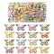 36Pcs 2 Styles Printed Translucent Acrylic  Pendantss, Golden Metal Enlaced, Butterfly, Mixed Color, 23x38x4.5~5mm, Hole: 1.5mm, 18pcs/style