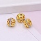 Alloy Rhinestone Beads, Hollow, Crystal, Round, Golden, 8x7.5mm, Hole: 1mm, 100pcs/bag