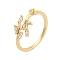 Leaf Brass Micro Pave Cubic Zirconia Ring Settings, For Half-drilled Beads, Cadmium Free & Lead Free, Rack Plating, Long-Lasting Plated, Real 18K Gold Plated, Pin: 1.5mm, Inner Diameter: 17.8mm