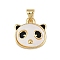 Brass Enamel Pendants, Panda Charm, with Shell, Cadmium Free & Lead Free, Golden, 16x15.5x2.5mm, Hole: 3.5x4mm