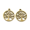 Ion Plating(IP) 316L Surgical Stainless Steel Pendants, Nickel Free, with Enamel, Real 18K Gold Plated, Tree of Life Charm, White, 17x15x1.5mm, Hole: 1.7mm