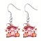 Acrylic Dangle Earrings, Platinum, Pumpkin, 33x30mm