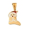 Christmas Theme 304 Stainless Steel Pendants, with Enamel, Golden, Santa Claus Letter Charm, Letter F, 15.5x12x1.5mm, Hole: 6x3mm