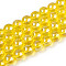 Electroplate Transparent Glass Beads Strands, AB Color Plated, Round, Gold, 8~8.5mm, Hole: 1.5mm, about 51~53pcs/strand, 14.96 inch~15.55 inch(38~39.7cm)