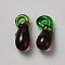 Fruit Theme Glass Pendants, Eggplant, 20.5x8.5x8mm, Hole: 3x2.5mm