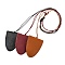 Leather glasses storage bag necklace, Black, 8x6cm