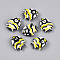 Handmade Porcelain Beads, Famille Rose Porcelain, Fish, Black, 20.5~22x16.5~18x6.5~7.5mm, Hole: 1.8~2.5mm