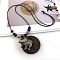 Bohemian Wood Donut Alloy Pendant Long Necklaces for Women, Antique Bronze, Elephant, 35.43 inch(90cm)