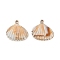Plating Acrylic Pendants, with Imitation Shell, Shell Shapes, Sandy Brown, 26x27x7mm, Hole: 2mm