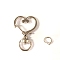 Heart Alloy Swivel Clasps, Lanyard Push Gate Snap Clasps, Platinum, 3.5x2.4x0.6cm, Hole: 9x5mm