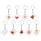 9Pcs Resin Keychain, with Iron Findings, Mixed Shapes Candy, Mixed Color, 95mm, 9pcs/set