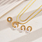 Stainless Steel Ring Earrings & Necklaces & Rings Sets for Women, with Imitation Pearl, Golden, Earring: 20x25mm