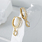 S925 Sterling Silver Horse Eye Hoop Earrings, with Clear Cubic Zirconia, Golden, 20x4x12mm