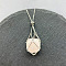 Natural Rose Quartz Nuggets Macrame Pouch Pendant 201 Stainless Steel Chain Necklaces, Stainless Steel Color, 23.62 inch(60cm)