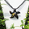 Starfish Millefiori Glass Pendant Silk Ribbon Necklaces, Black, 17.72 inch(45cm)