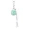 Imitation Rex Rabbit Fur Pompom Ball & Polyester Cord Pendant Decorations, with Aluminum Rock Climbing Carabiners, Aquamarine, 285mm