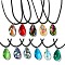 Waxed Cord Necklaces, K9 Glass Pendant Necklaces, Teardrop, Mixed Color, 17.72 inch(45cm)