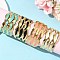 304 Stainless Steel Enamel Cuff Bangles for Women, PVD Vacuum Plating, Long-Lasting Plated, Real 18K Gold Plated, Mixed Color, 1-1/4 inch(3.3cm), Inner Diameter: 2~2-3/8 inch(5.2~5.9cm)