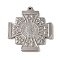 Non-Tarnish 304 Stainless Steel Pendants, Cross with Cssml Ndsmd Cross God Father/Saint Benedict, Stainless Steel Color, 51x44.5x3mm, Hole: 2mm
