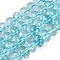 Crackle Transparent Glass Beads Strands, Rondelle, Purple, 9.5~10x6.5~7.5mm, Hole: 1.4~1.6mm, about 53~54pcs/strand, 14.57~14.96''(37~38cm)