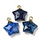 Natural Lapis Lazuli Pendants, Dyed, with Rack Plating Brass Findings, Star, 18x15x6mm, Hole: 2mm