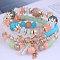 4Pcs 4 Styles Bohemian Style Alloy Glass Round Beaded Stretch Bracelets, Golden, Colorful, 6-3/4 inch(17cm)