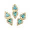 Rack Plating Brass Micro Pave Clear Cubic Zirconia Cross Links Connector Charms, with Synthetic Opal, Real 18K Gold Plated, Long-Lasting Plated, Lead Free & Cadmium Free, Turquoise, 33x13x3.5mm, Hole: 1.2mm