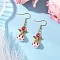 Angel Handmade Glass Seed Beads Dangle Earrings for Women, 304 Stainless Steel Earring Hooks, Antique Golden, Red, 44x14mm