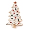 Christmas Theme Enamel Pins, Golden Alloy Rhinestones Brooches for Backpack Clothes, Christmas Tree, 46x28mm