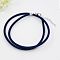 Silk Cord Necklaces Making, with Brass Lobster Clasps, Platinum, Prussian Blue, 17 inch~18 inch