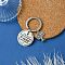 201 Stainless Steel & Alloy Enamel Keychain, with Brass Rings, Flat Round, Stainless Steel Color, 5.5cm, Pendant: 21~30mm