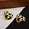 Leopard Print Brass Enamel Stud Earrings for Women, Matte Style, Real 22K Gold Plated, Heart, 22.5x24mm