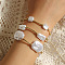 3Pcs 3 Styles Brass & Imitation Pearl Beaded Bracelets for Women, Nuggets, Creamy White, 6-1/4 inch(16cm), 1pc/style