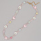 Christmas Theme Glass & Imitation Pearl & Brass Flat Round Beaded Necklaces, Colorful, 16.54 inch(42cm)