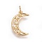 Brass Pendants, Moon with Star, Golden, 19x12.5x1.5mm, Hole: 3mm