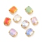 Rectangle Opal Sew On Rhinestones, Multi-Strand Links, K9 Glass Rhinestone with Brass Prong Settings, Mixed Color, Golden, 10x8x5.5mm, Hole: 0.8mm