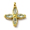 304 Stainless Steel Pendants, with Cubic Zirconia, Ion Plating(IP), Flower, Light Sky Blue, 16x13.5x3mm, Hole: 1.8mm