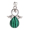 Synthetic Malachite Pendants, with Platinum Tone Alloy Findings, Angel, 35x24.5x6mm, Hole: 6x5mm