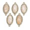 Natural Moonstone Faceted Oval Links, Rack Plating Brass Micro Pave Clear Cubic Zirconia Connector Charms, Golden, 24.5x12x4.5mm, Hole: 1.5mm