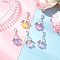Heart Angel Acrylic Pendant Decorations, with Zinc Alloy Lobster Claw Clasps, Antique Silver & Platinum, 38.5mm
