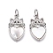 Brass Micro Pave Clear Cubic Zirconia Pendants, Cadmium Free & Lead Free, with Shell & Jump Ring, Heart & Crown Charms, Platinum, 18.5x10.5x3mm, Hole: 3mm