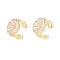 Shell Shape Brass Enamel Cuff Earrings, Real 18K Gold Plated, 13x12x10mm